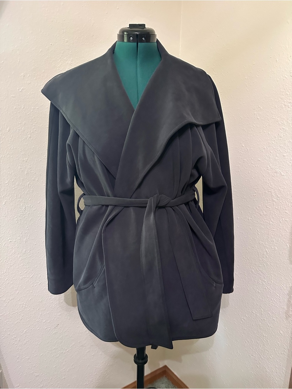 lululemon athletica Charcoal Wrap Trench with Draped Shawl Collar